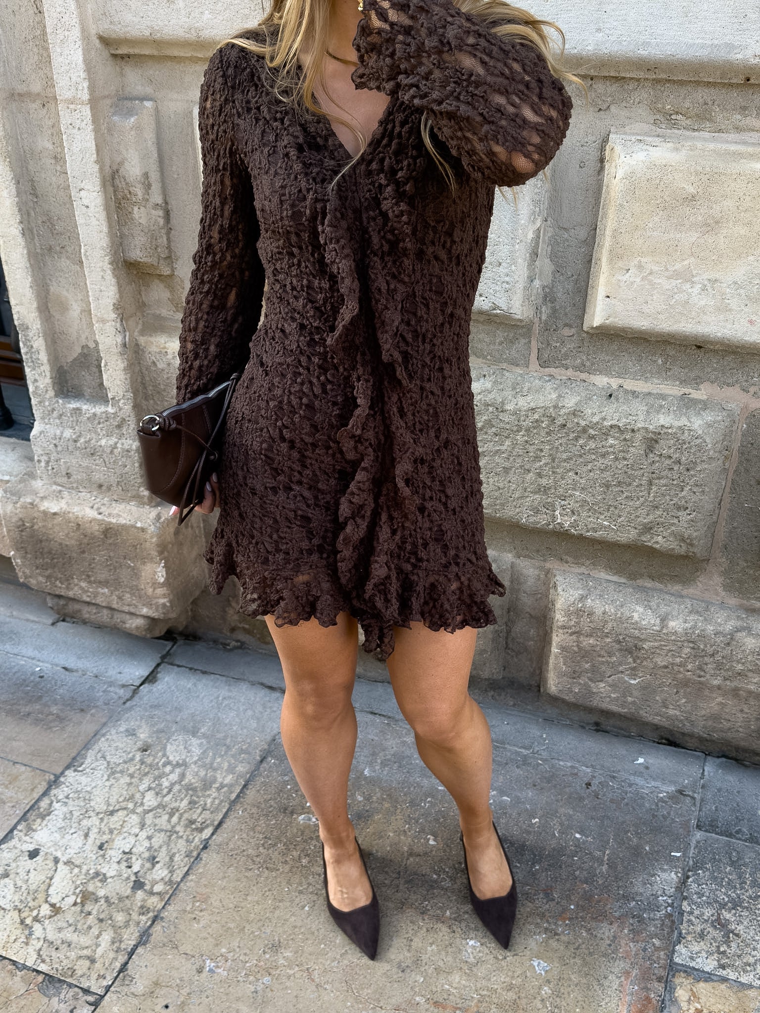 AWKIENNA Short Dress - Chocolate Torte